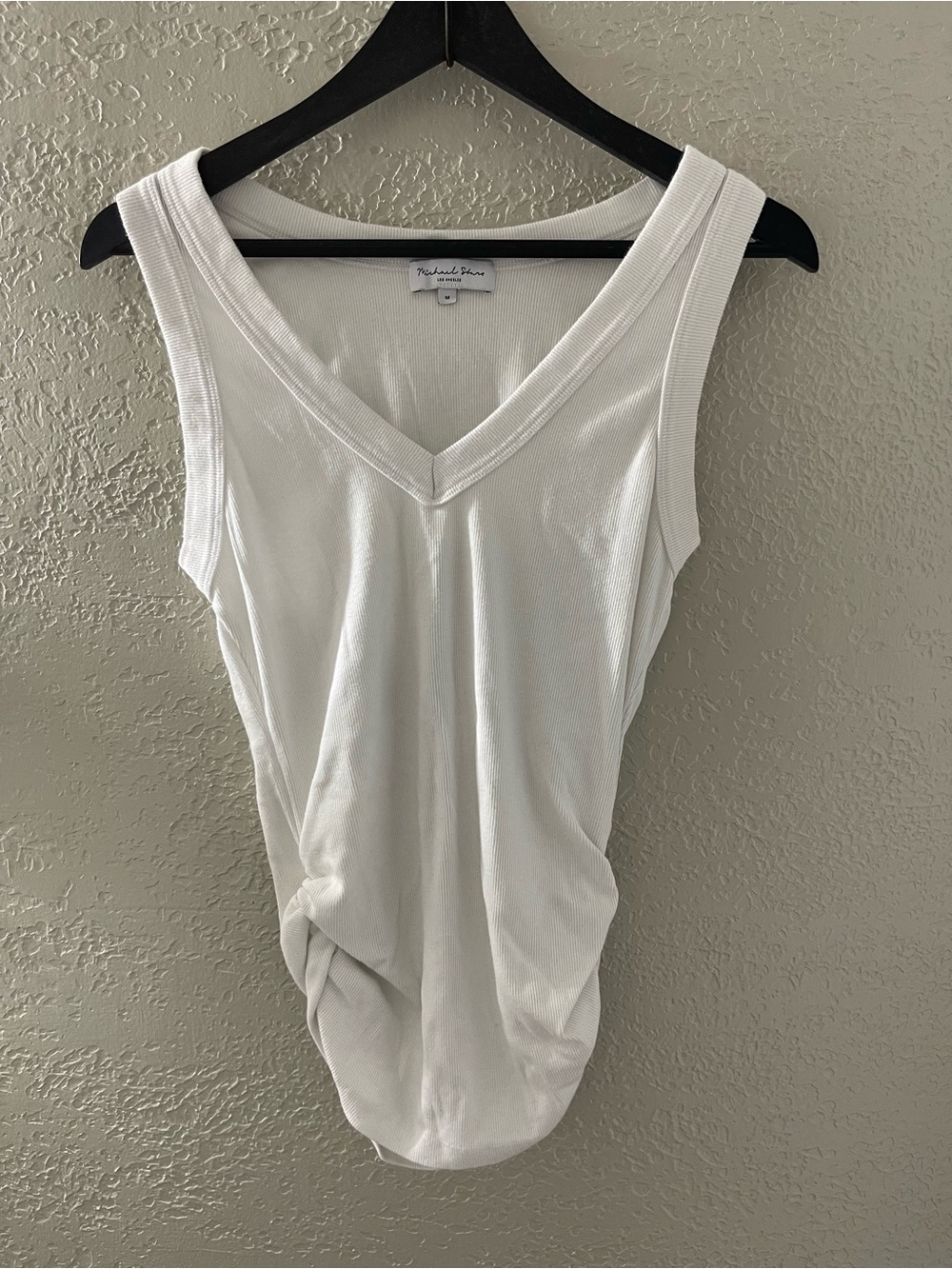 Michael Stars Maternity White V-Neck Ribbed Tank Size Medium